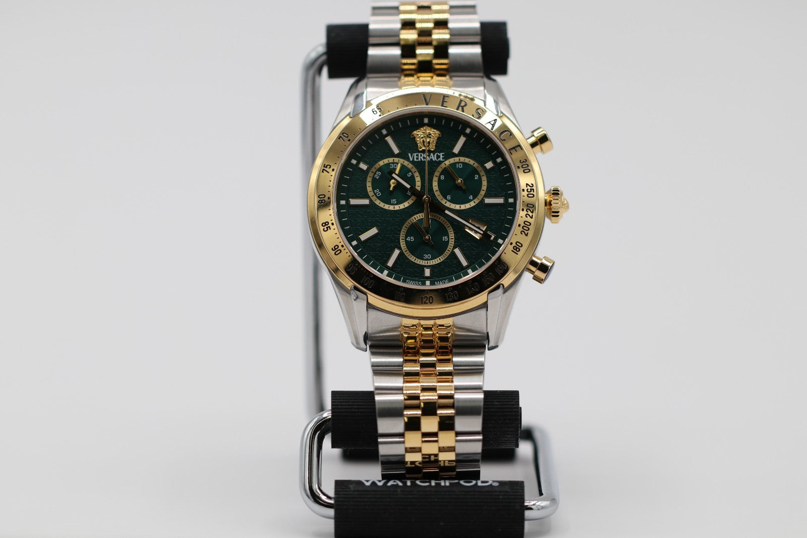 Versace Chrono Master Quartz Watch, PVD Gold, Green, 44 mm VE8R00524