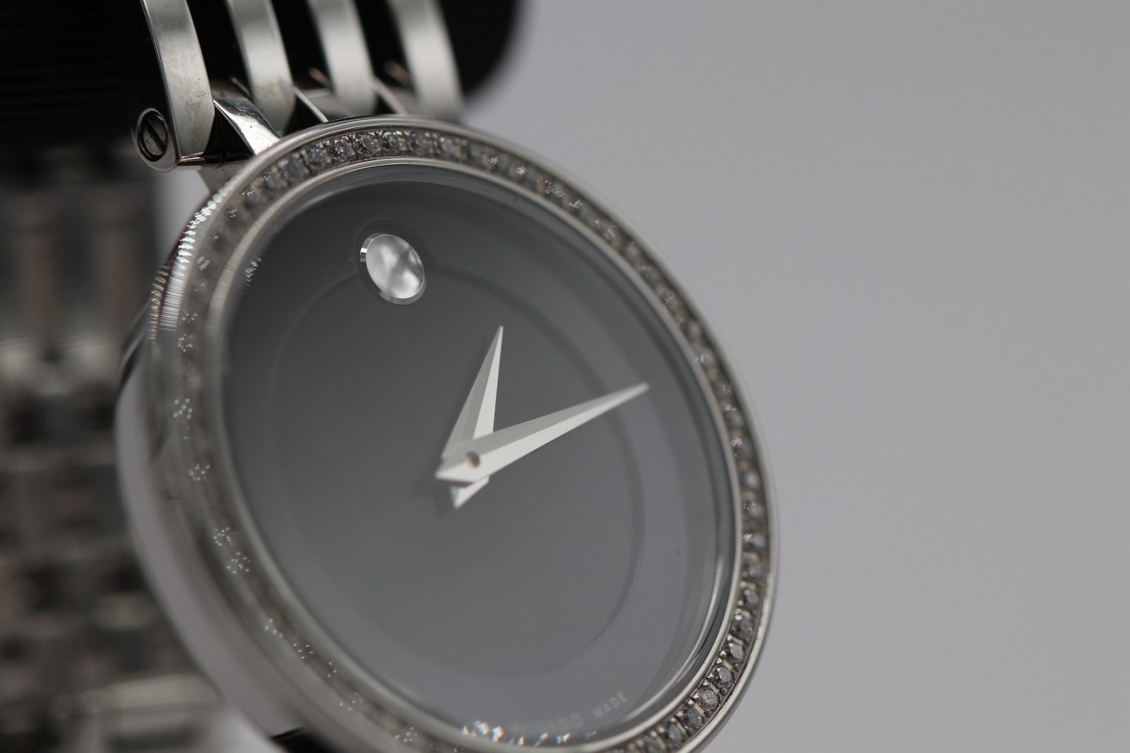 Movado Womens Watch 0607052 Esperanza Diamond Black Dial Swiss Quartz Steel 28mm