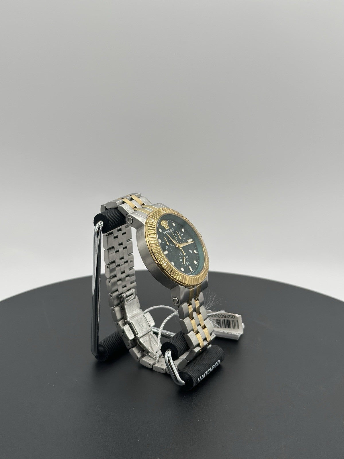 Versace V-Chrono Quartz Green Dial Two Tone Stainless Steel Mens Watch VESQ00722