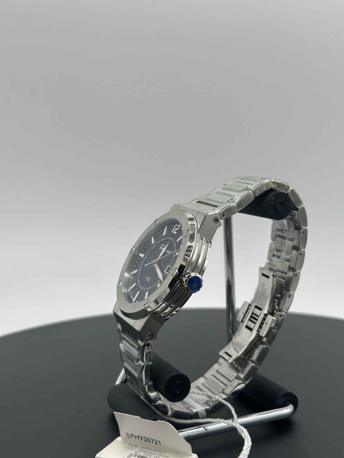 Ferragamo Mens F-80 Stainless Steel 44mm Bracelet Fashion Watch $1,395 Retail