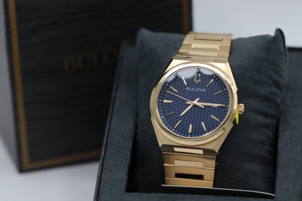 Bulova - Gold Blue Dial Classic SS Men's Quartz Watch - 97B233 - MSRP $425