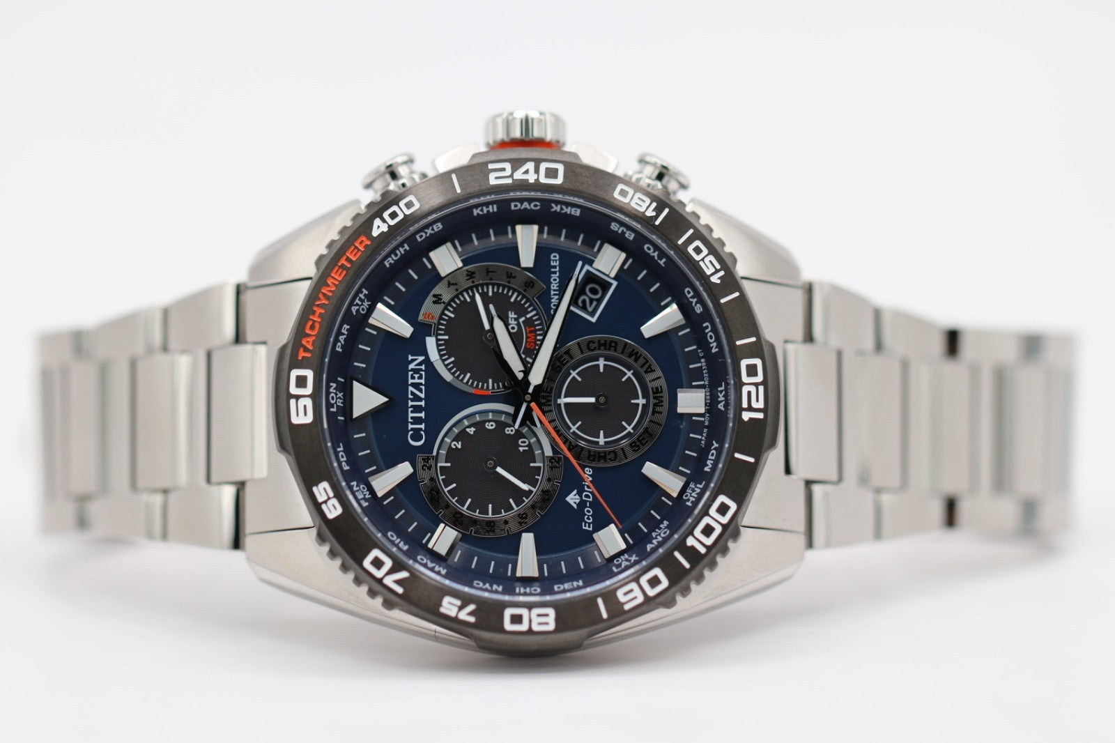 Citizen Eco-Drive CB5034-58L Men's 45mm Atomic S/Steel Chrono Watch