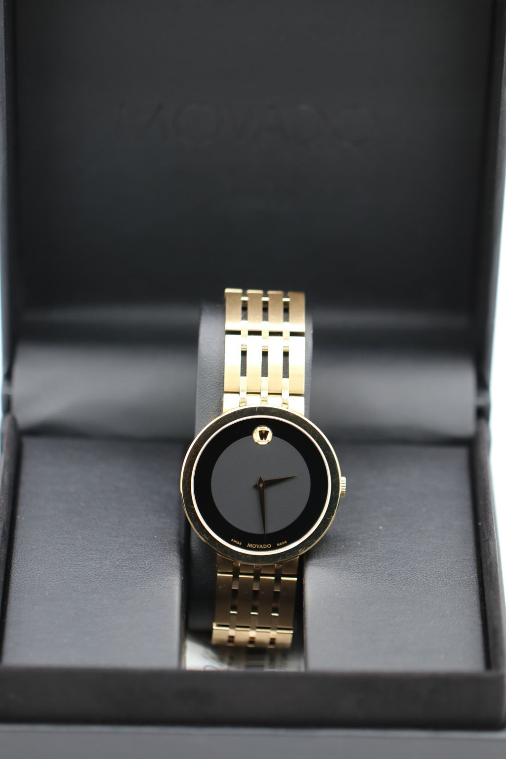 Movado Esperanza Museum 39mm Steel Black Dial Quartz Mens Watch 0607059