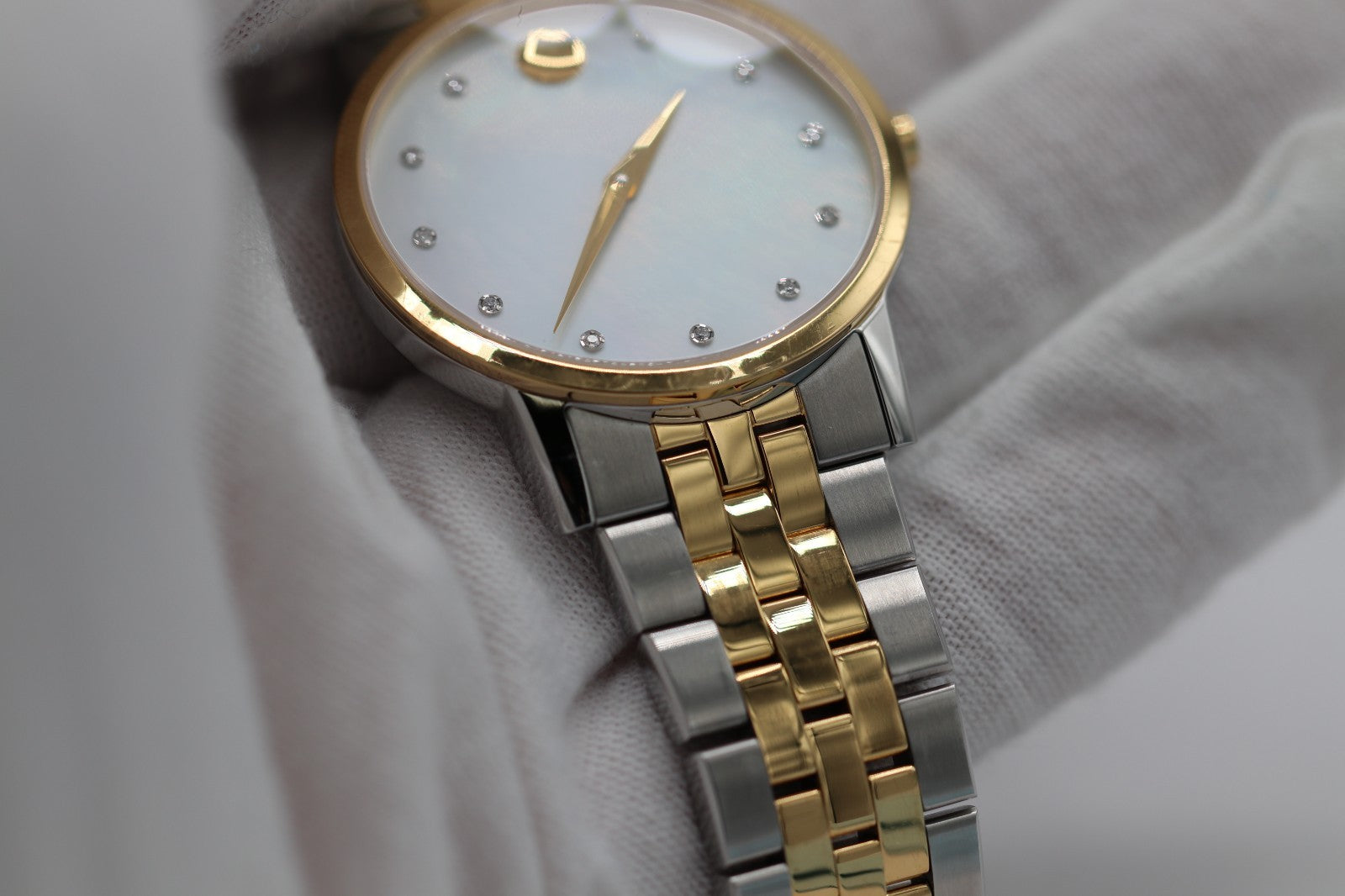 Movado Women's Watch 0607630 Mother of Pearl Diamond Swiss Quartz Two Tone Steel