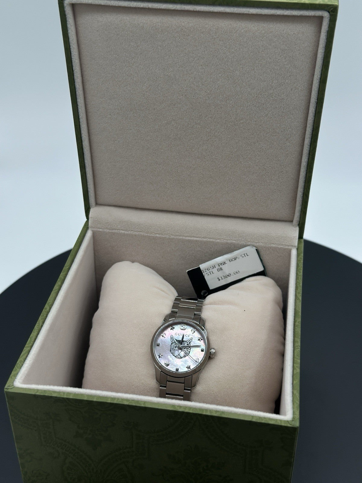 Gucci G-Timeless Women's Pink MOP Dial Stainless Steel Quartz Watch YA1265013