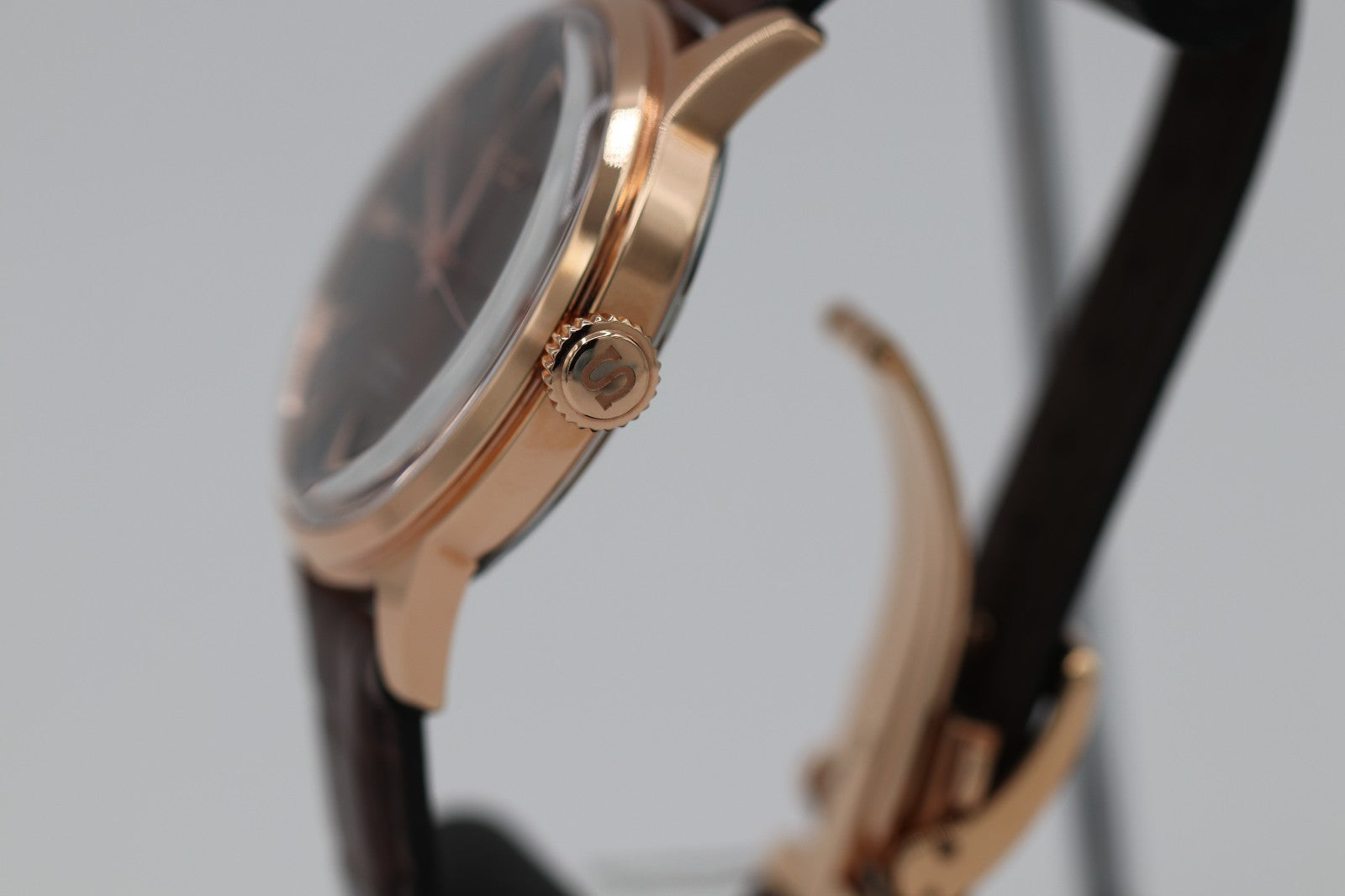 Seiko Men's Presage Automatic Rose Gold Stainless Steel Leather Watch SRPB46