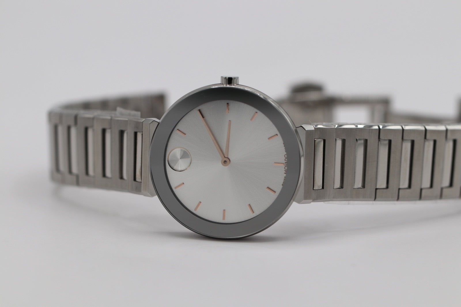 NEW Movado BOLD Horizon 3601090 Silver Dial Stainless Steel 34MM Ladies Watch