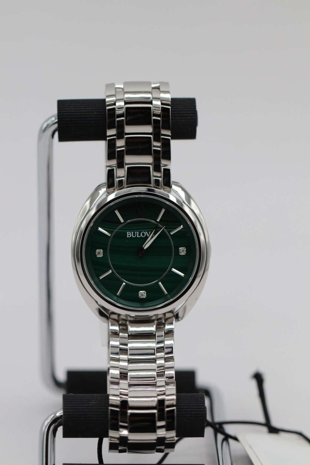 Bulova 96P256  Classic Diamond Malachite Stainless Steel Quartz Ladies Watch