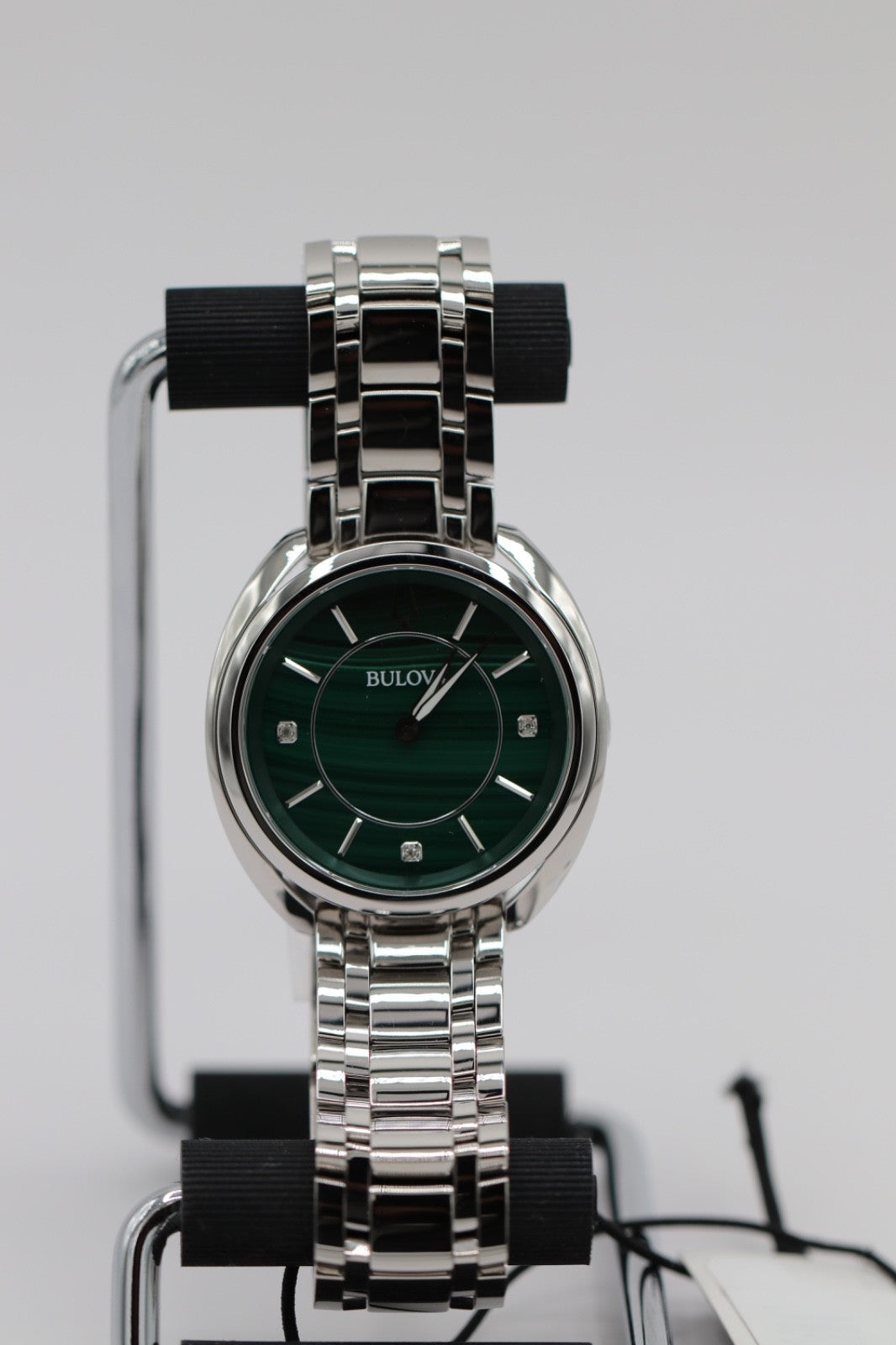 Bulova 96P256  Classic Diamond Malachite Stainless Steel Quartz Ladies Watch