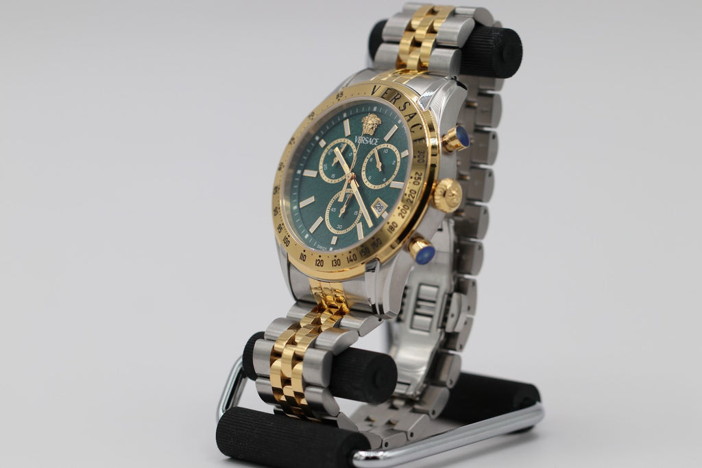 Versace Chrono Master Quartz Watch, PVD Gold, Green, 44 mm VE8R00524