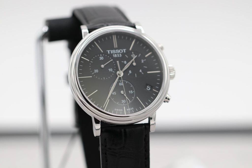 New Tissot Carson Premium Black Dial Leather 41m Mens Watch T1224171605100