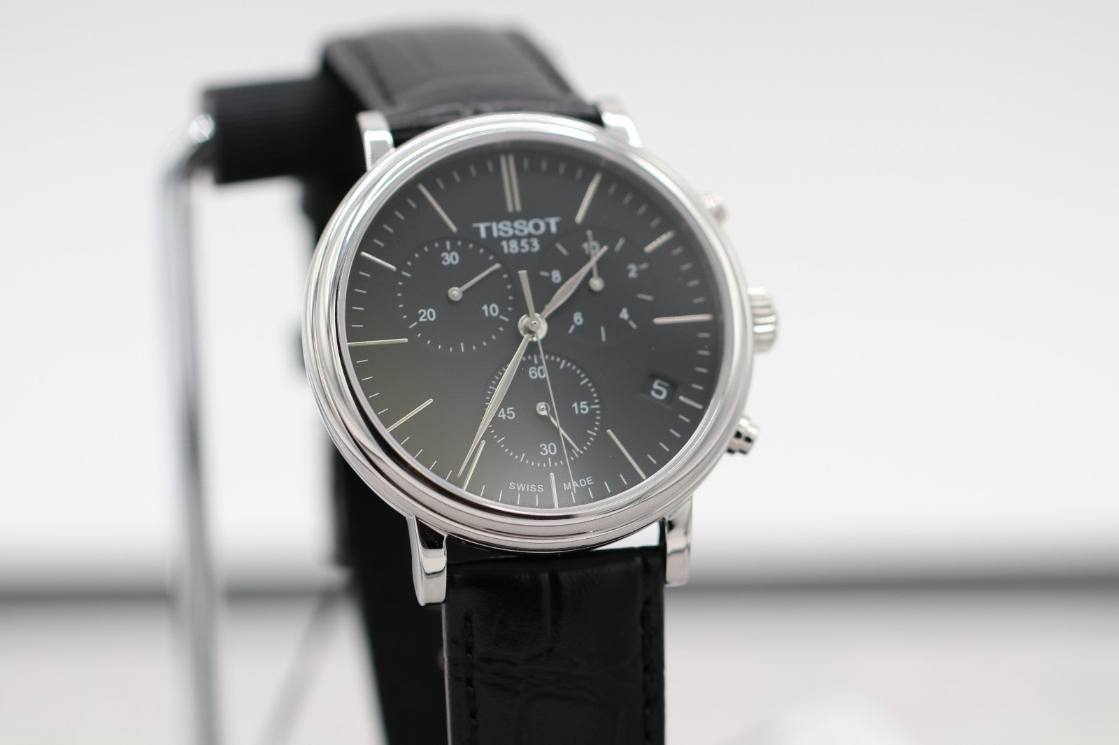 New Tissot Carson Premium Black Dial Leather 41m Mens Watch T1224171605100