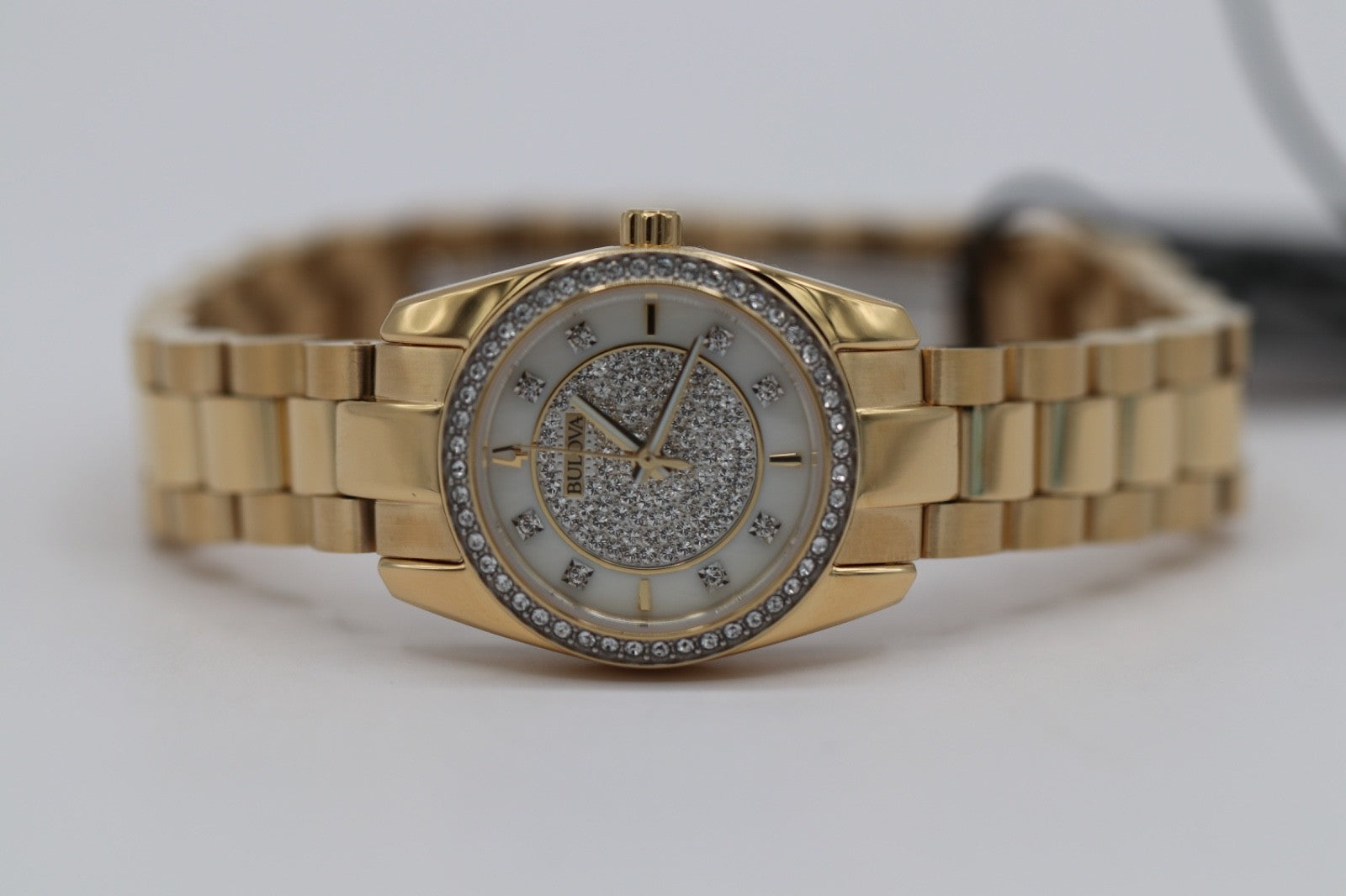 Bulova Classic Gold Tone Stainless Steel Crystal Ladies Watch- Model 98L315 NWT