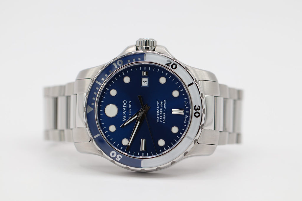 Movado Series 800 Automatic 42mm Blue Dial Stainless Steel Watch 2600158