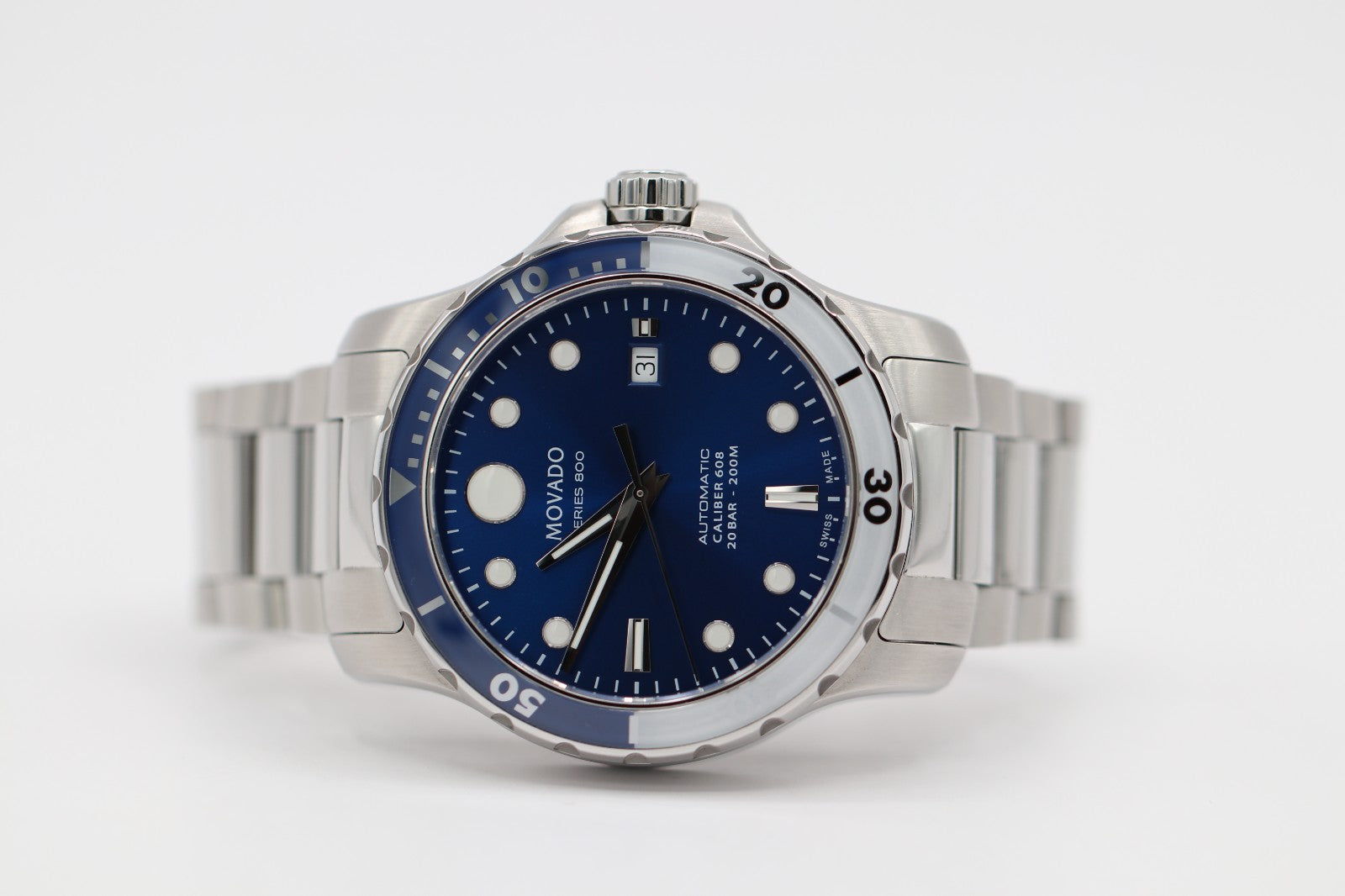 Movado Series 800 Automatic 42mm Blue Dial Stainless Steel Watch 2600158