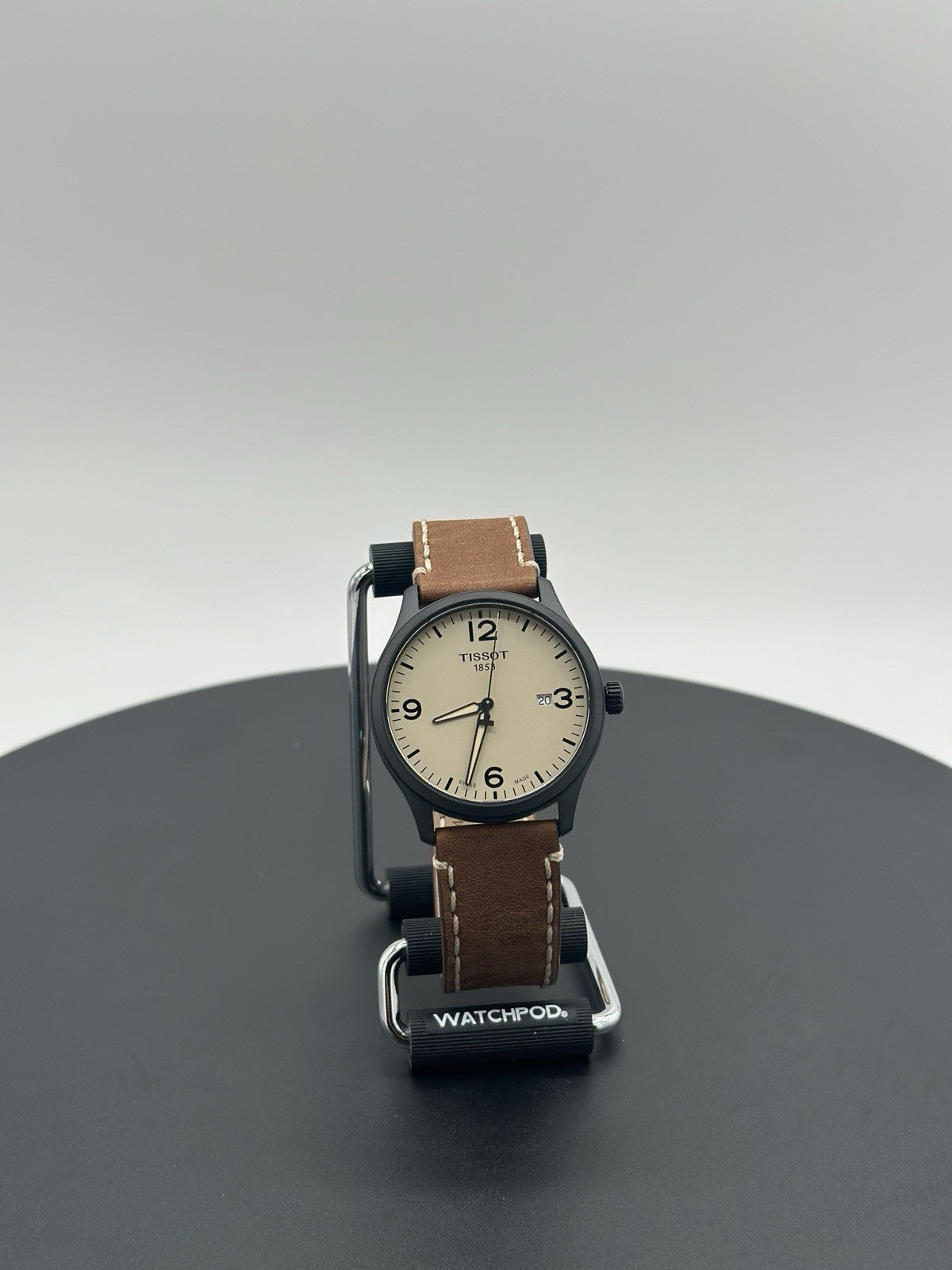 Tissot Mens Gent XL 316L 42mm Black Stainless Steel Case Brown Leather Strap