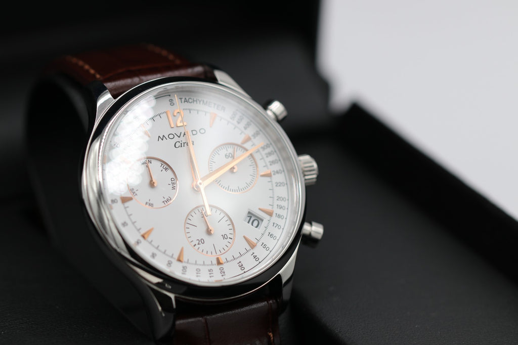 Movado Heritage Series Circa Chronograph Quartz White Dial Men's Watch 3650108