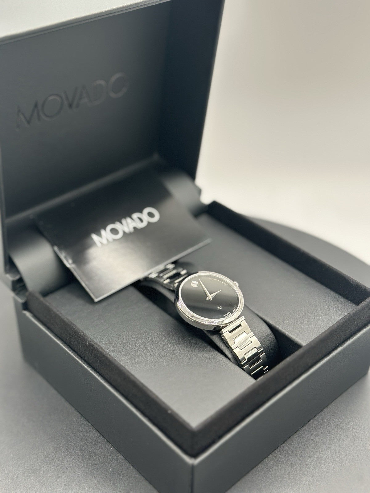 Movado Museum Classic Automatic Black Dial Stainless Steel Women's Watch 0607678