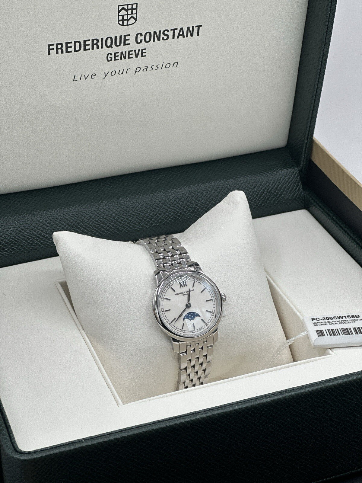 Frederique Constant Slimline Moonphase Stainless Steel Swiss Watch-FC 206W1S6B