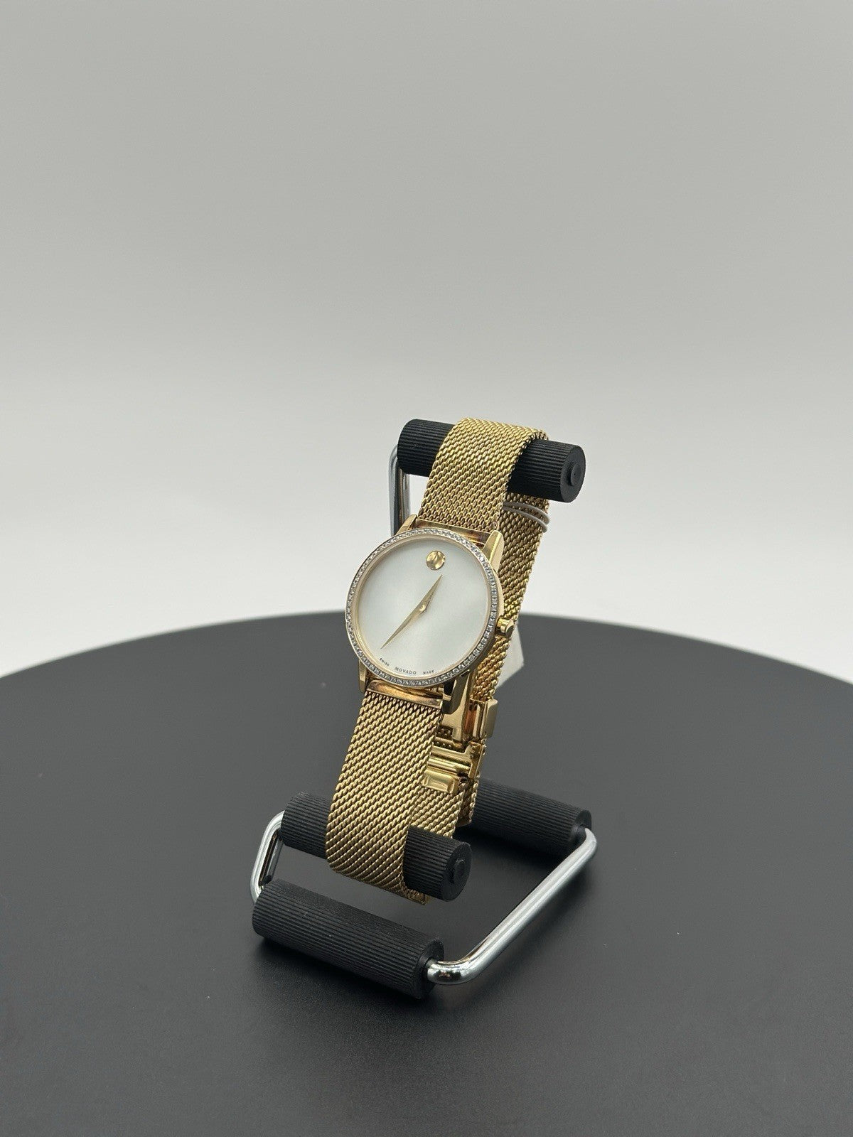 Movado Women's Watch 0607307 White MOP Dial Swiss Quartz Diamond Gold Mesh Band