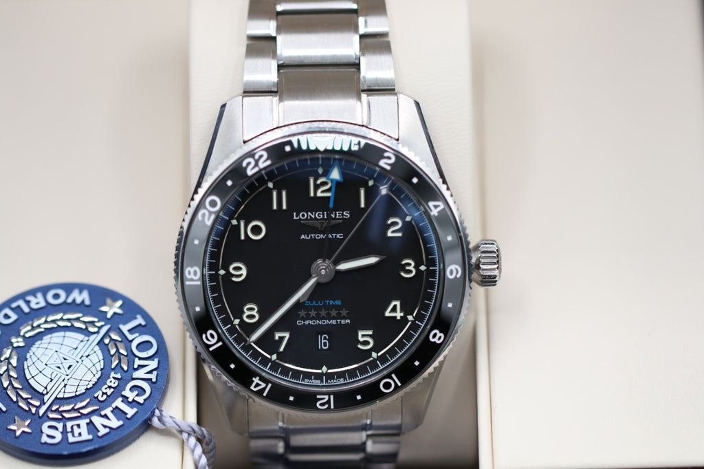 Longines Spirit Zulu Time 42mm Black Dial Steel Men's Watch L38124536