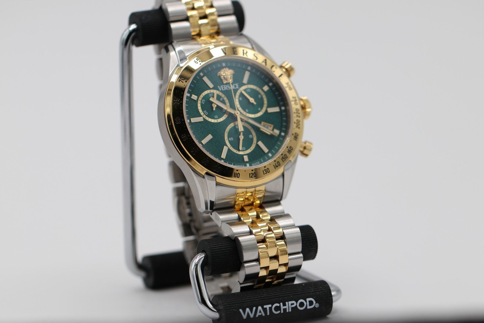 Versace Chrono Master Quartz Watch, PVD Gold, Green, 44 mm VE8R00524