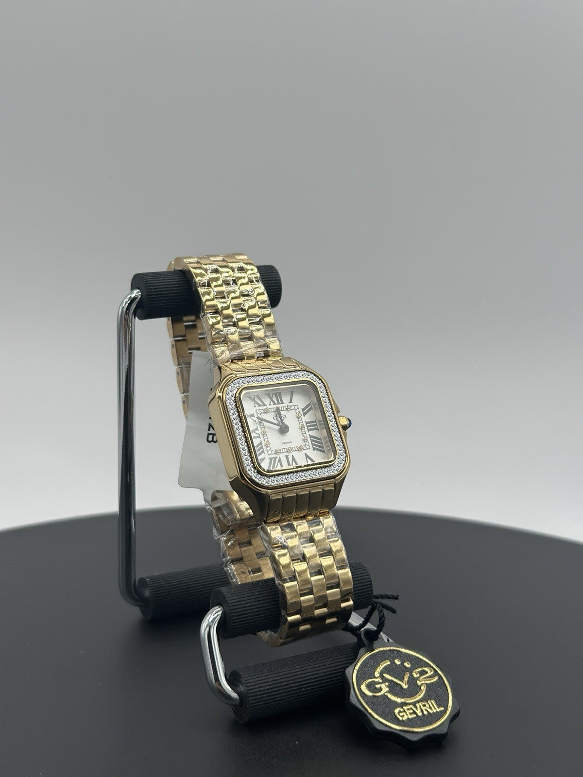 GV2 by Gevril Women's Milan 12112B Swiss Quartz IPYG Gold Steel Diamond Watch