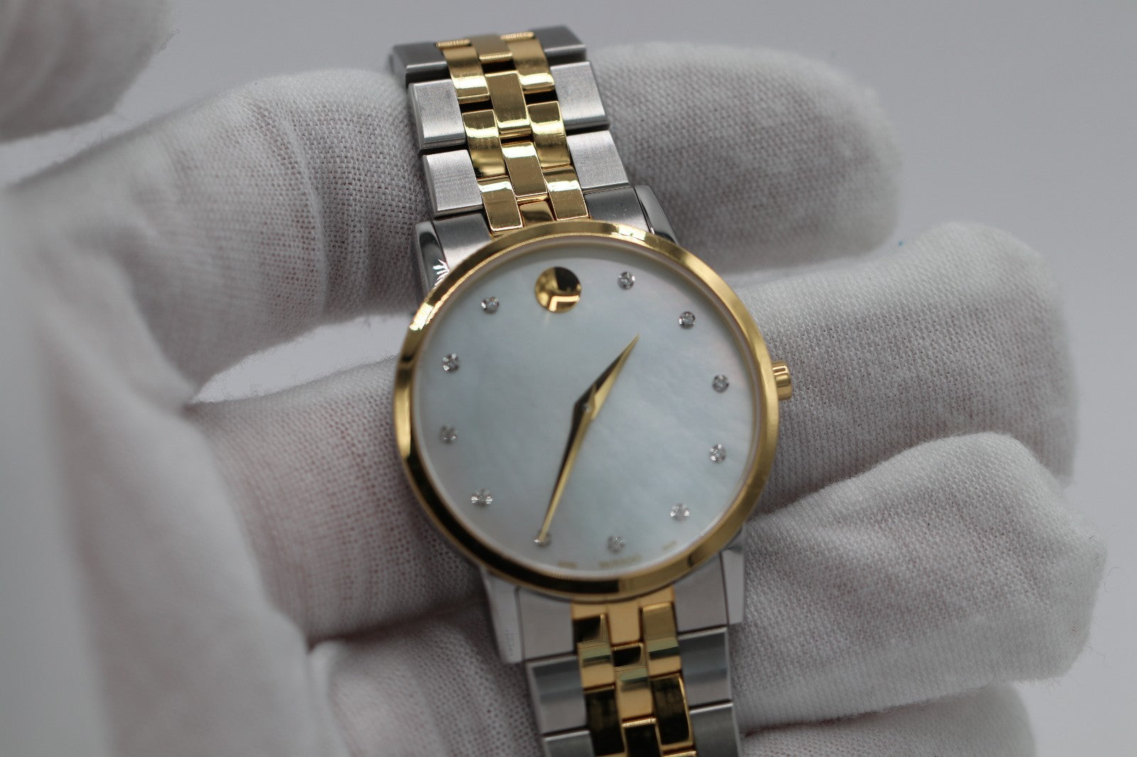 Movado Women's Watch 0607630 Mother of Pearl Diamond Swiss Quartz Two Tone Steel