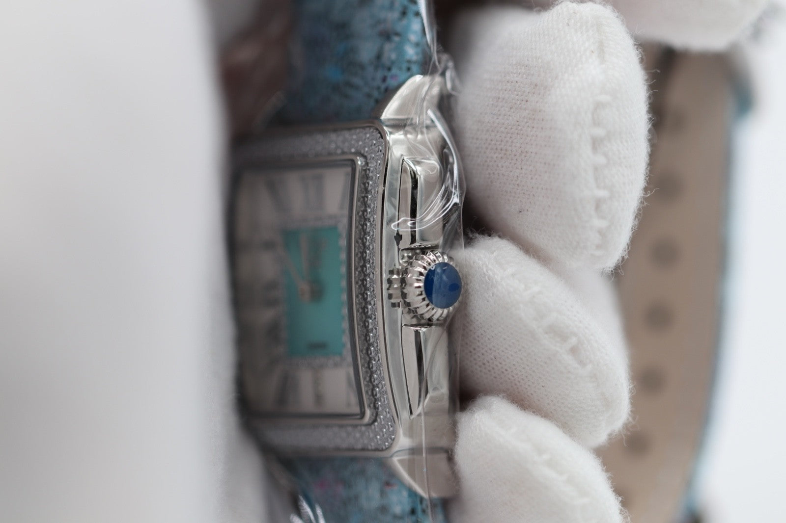 GV2 by Gevril Women's 12309F Padova Floral Blue MOP Dial Swiss Quartz Watch