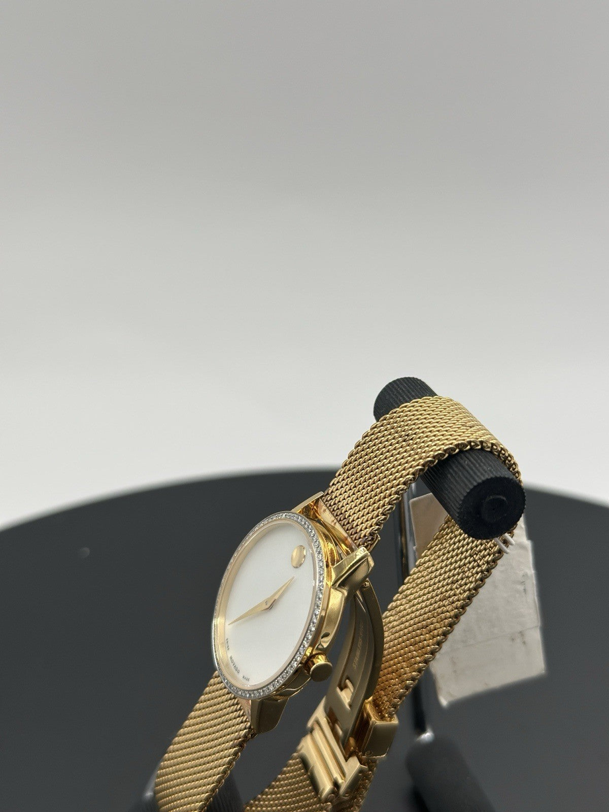 Movado Women's Watch 0607307 White MOP Dial Swiss Quartz Diamond Gold Mesh Band