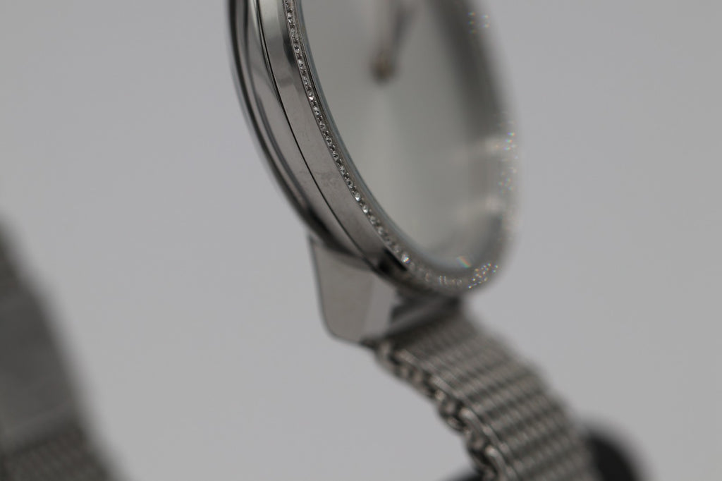 Movado Bold 3600840 Shimmer Silver Dial Mesh Band Crystal Accented Ladies Watch