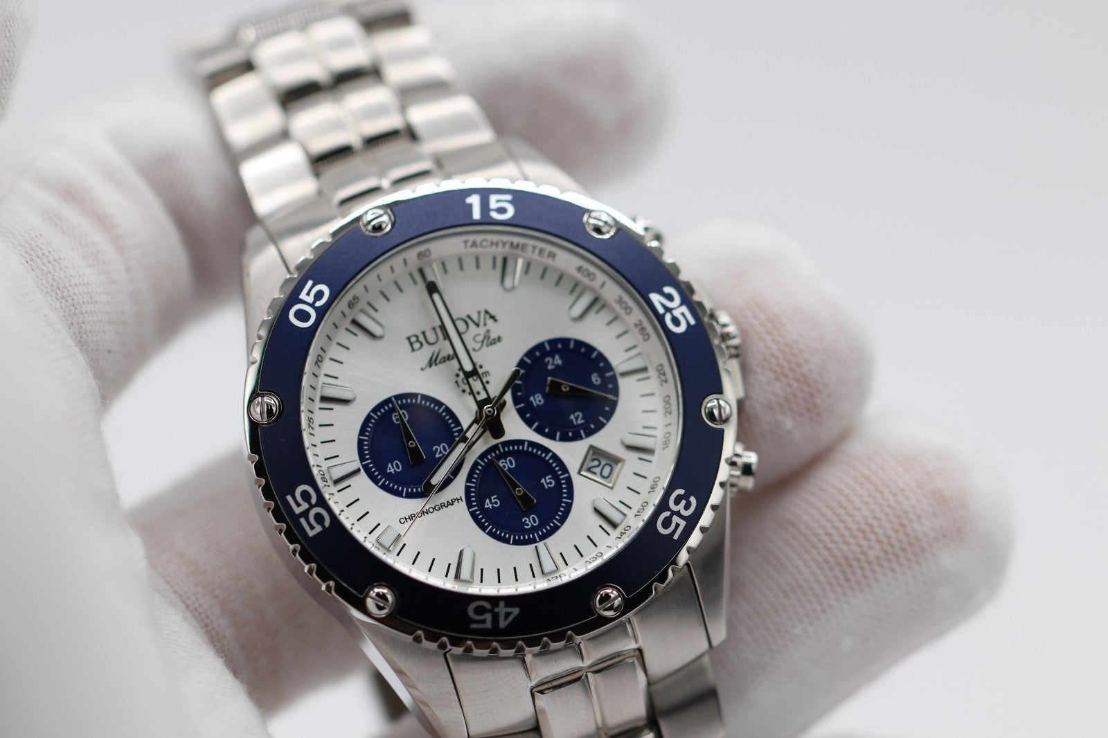 Bulova Marine Star Chronograph Stainless Steel Quartz Men's Watch 98B423