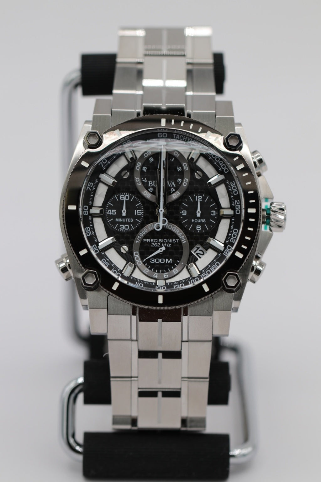 Bulova Precisionist Men's Chronograph Calendar Quartz Silver Watch 46 MM 98B405
