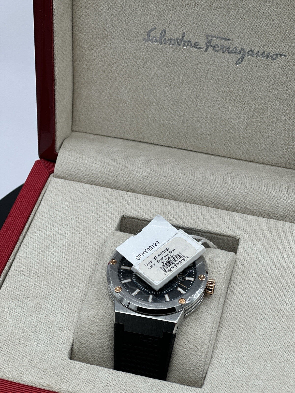 Salvatore Ferragamo F-80 44 mm Silver Stainless Steel with Black Rubber $1,195