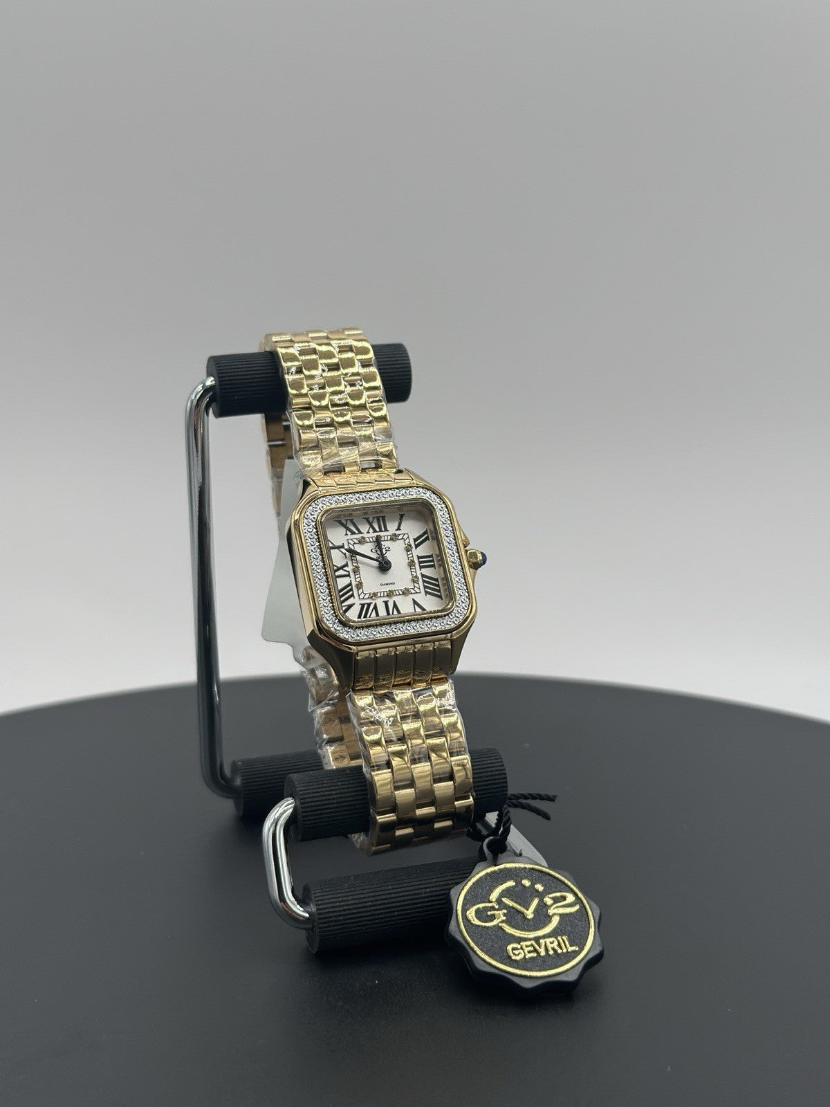 GV2 by Gevril Women's Milan 12112B Swiss Quartz IPYG Gold Steel Diamond Watch