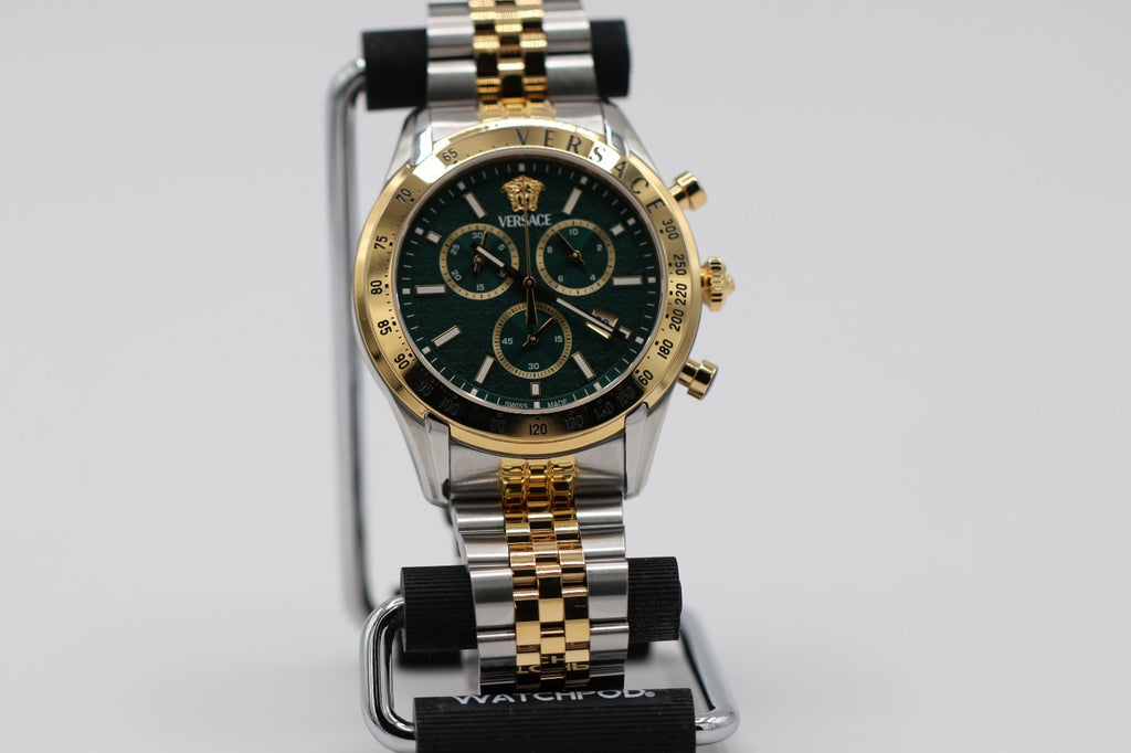 Versace Chrono Master Quartz Watch, PVD Gold, Green, 44 mm VE8R00524