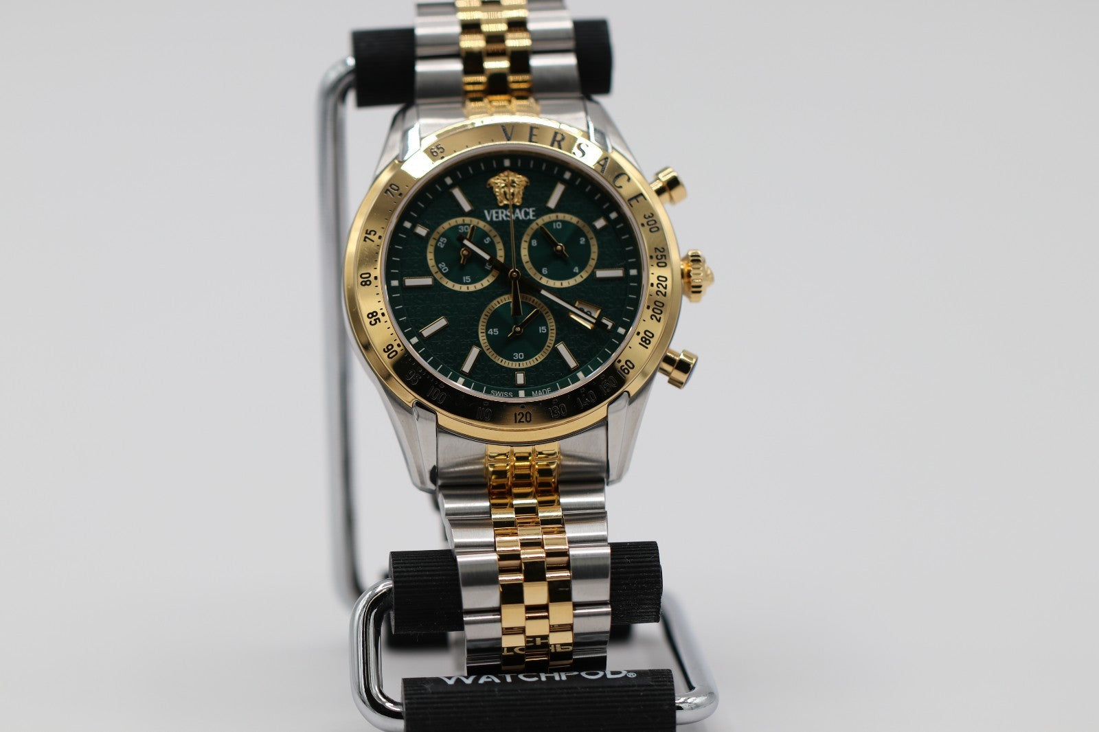 Versace Chrono Master Quartz Watch, PVD Gold, Green, 44 mm VE8R00524