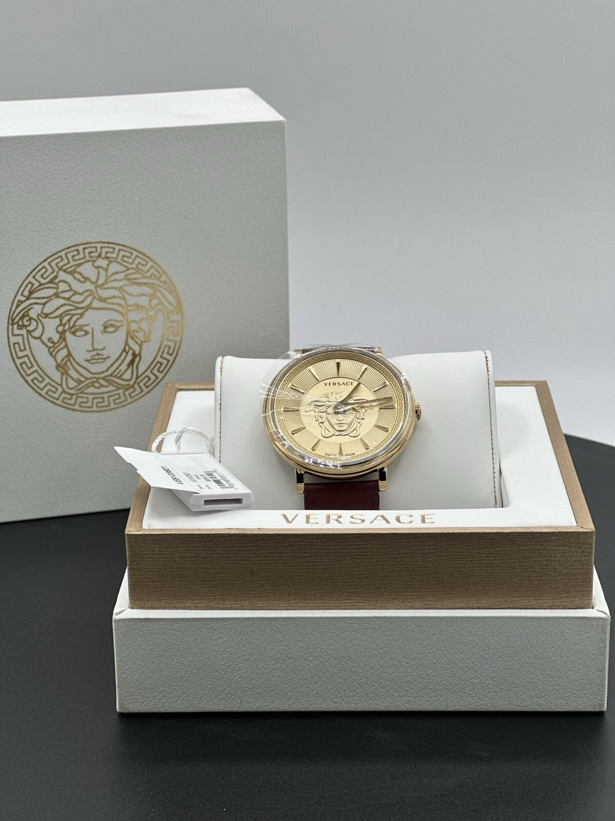 Versace Womens V-Circle Gold 38mm Strap Fashion Watch