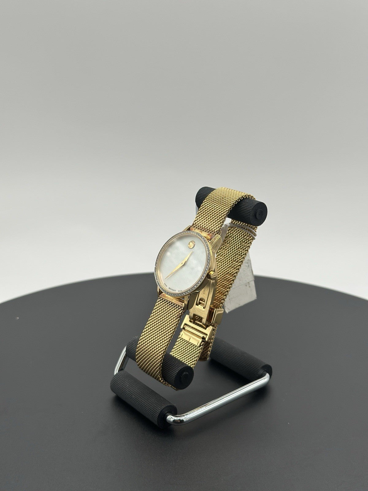 Movado Women's Watch 0607307 White MOP Dial Swiss Quartz Diamond Gold Mesh Band