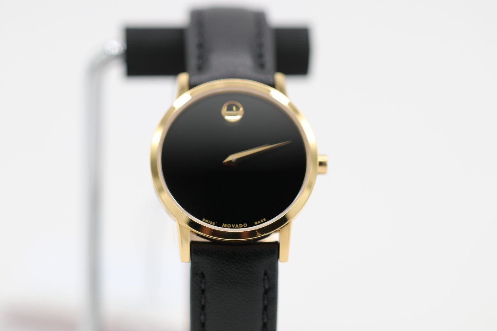 Movado Women's Watch 0607275 Swiss Quartz Gold Museum Black Dial Leather Band