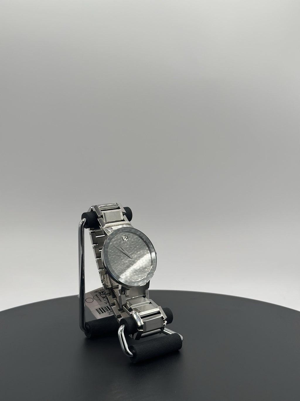 Movado Sapphire Silver Mirror Museum Dial Stainless Steel Men's Watch 0607178