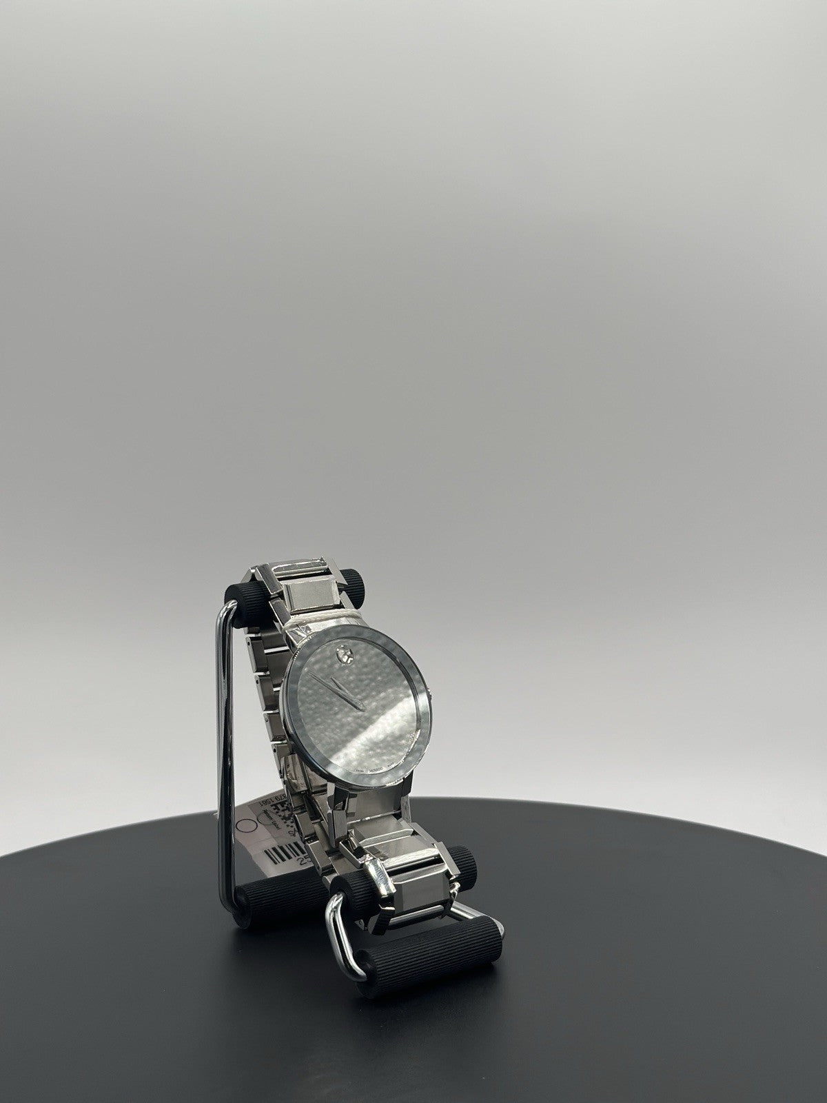 Movado Sapphire Silver Mirror Museum Dial Stainless Steel Men's Watch 0607178