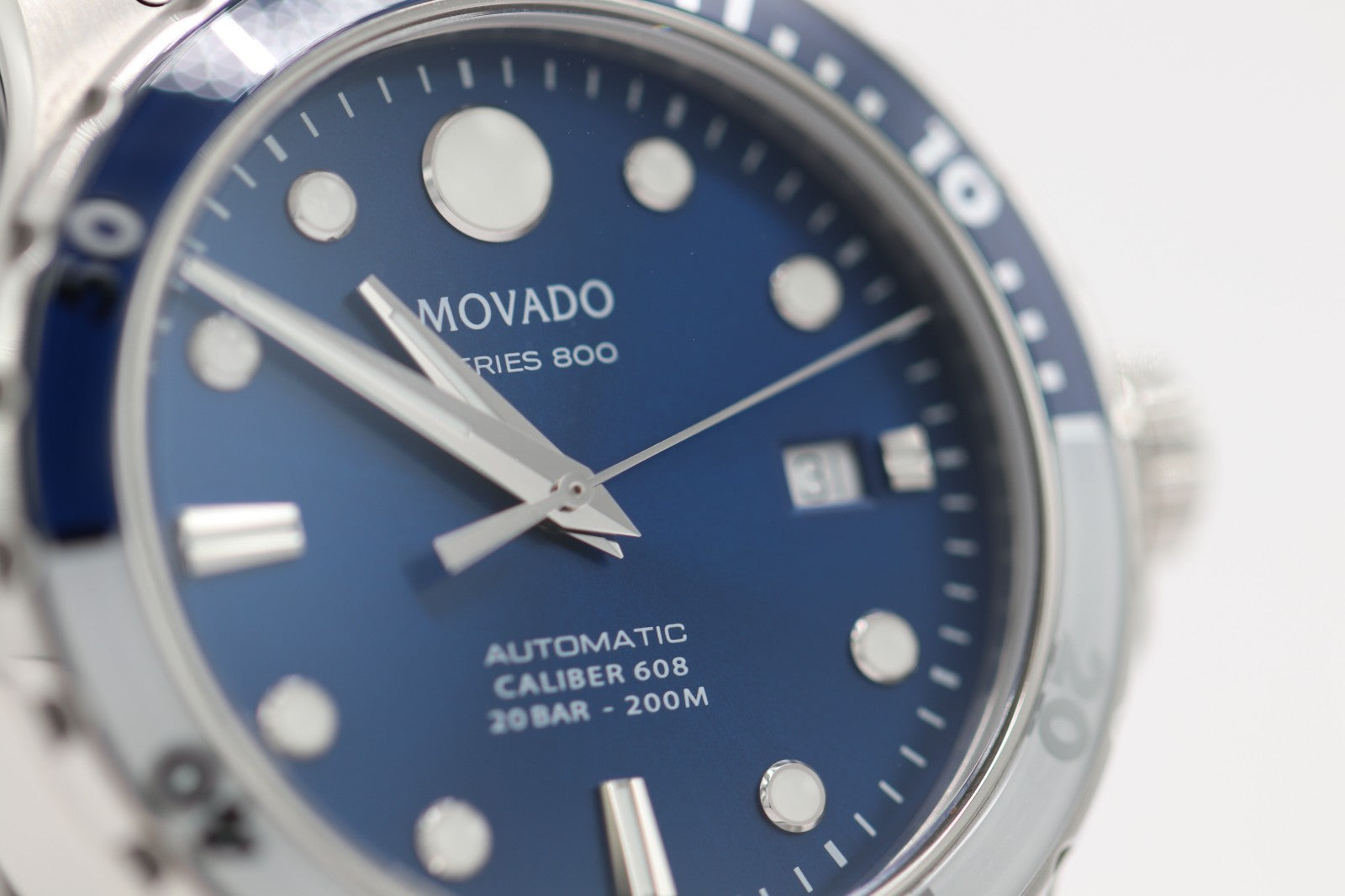 Movado Series 800 Automatic 42mm Blue Dial Stainless Steel Watch 2600158