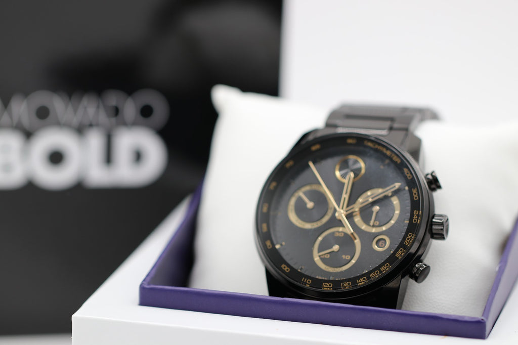 Movado BOLD Verso Chronograph Black Ion-Plated Bracelet Watch | 44mm | 3600906