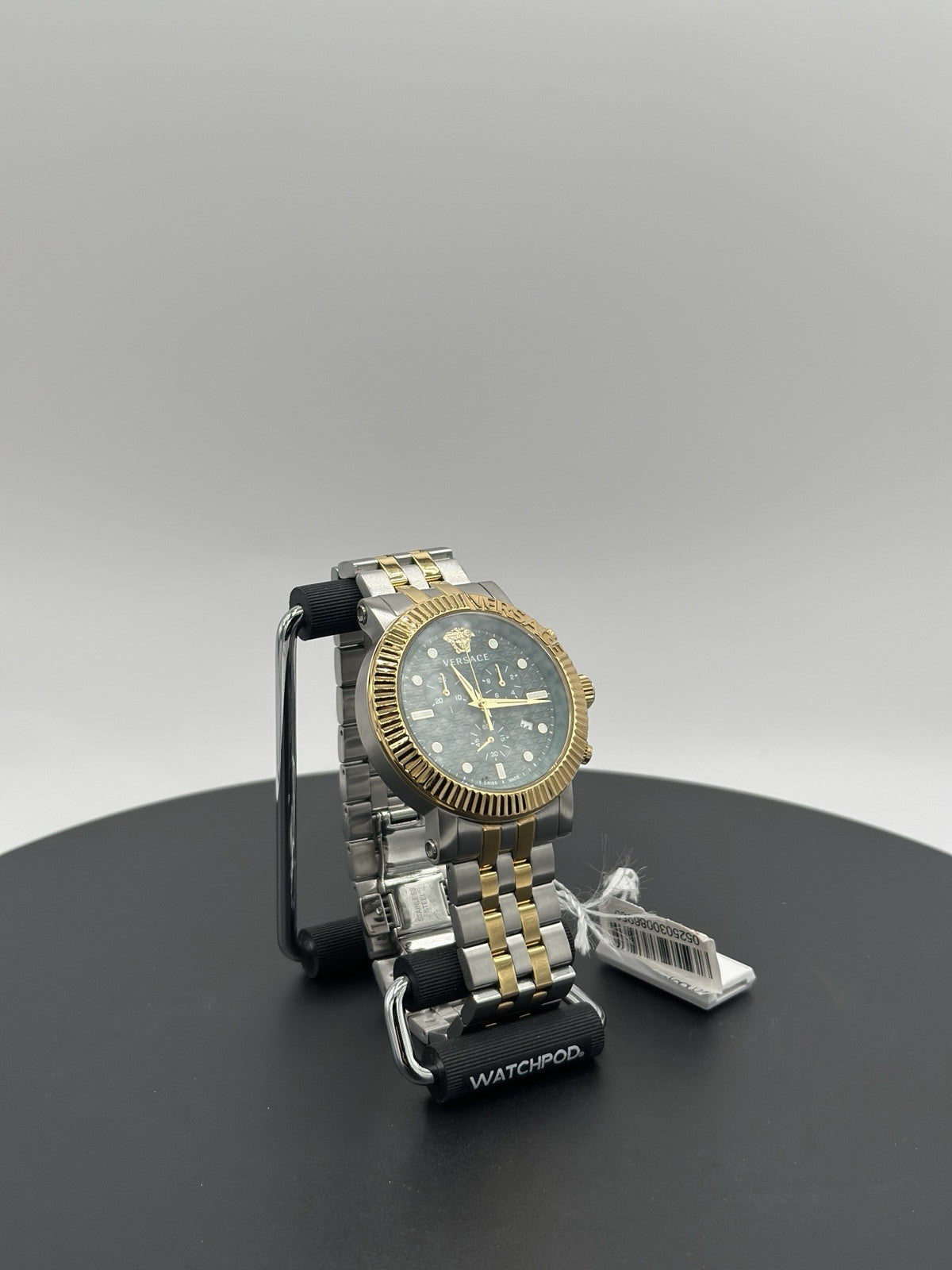 Versace V-Chrono Quartz Green Dial Two Tone Stainless Steel Mens Watch VESQ00722