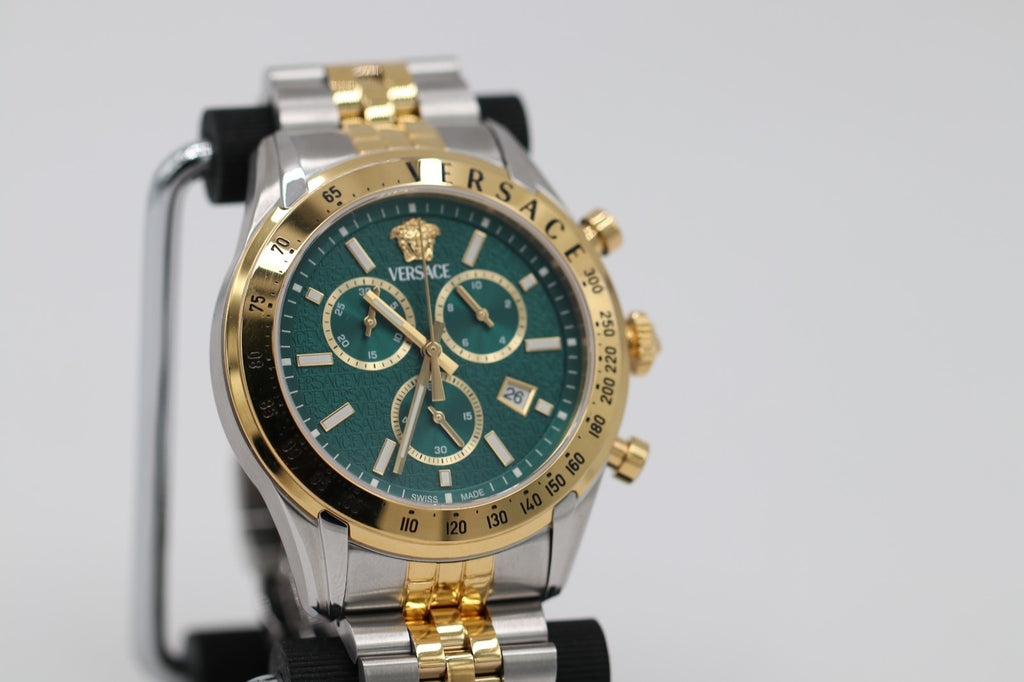 Versace Chrono Master Quartz Watch, PVD Gold, Green, 44 mm VE8R00524