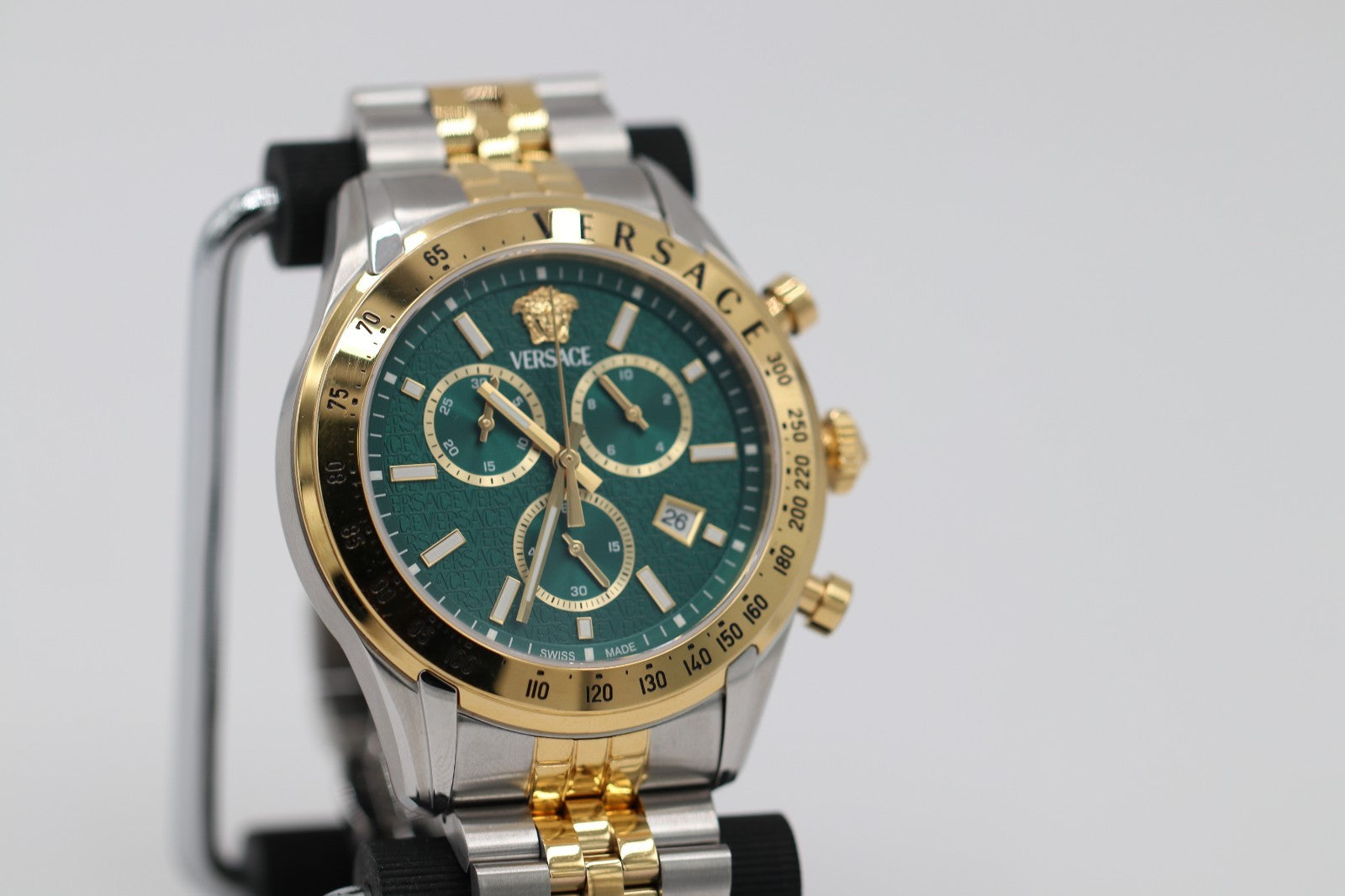 Versace Chrono Master Quartz Watch, PVD Gold, Green, 44 mm VE8R00524
