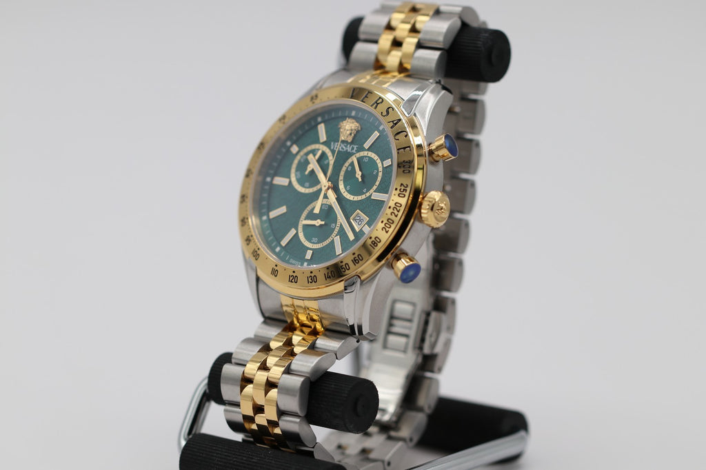 Versace Chrono Master Quartz Watch, PVD Gold, Green, 44 mm VE8R00524