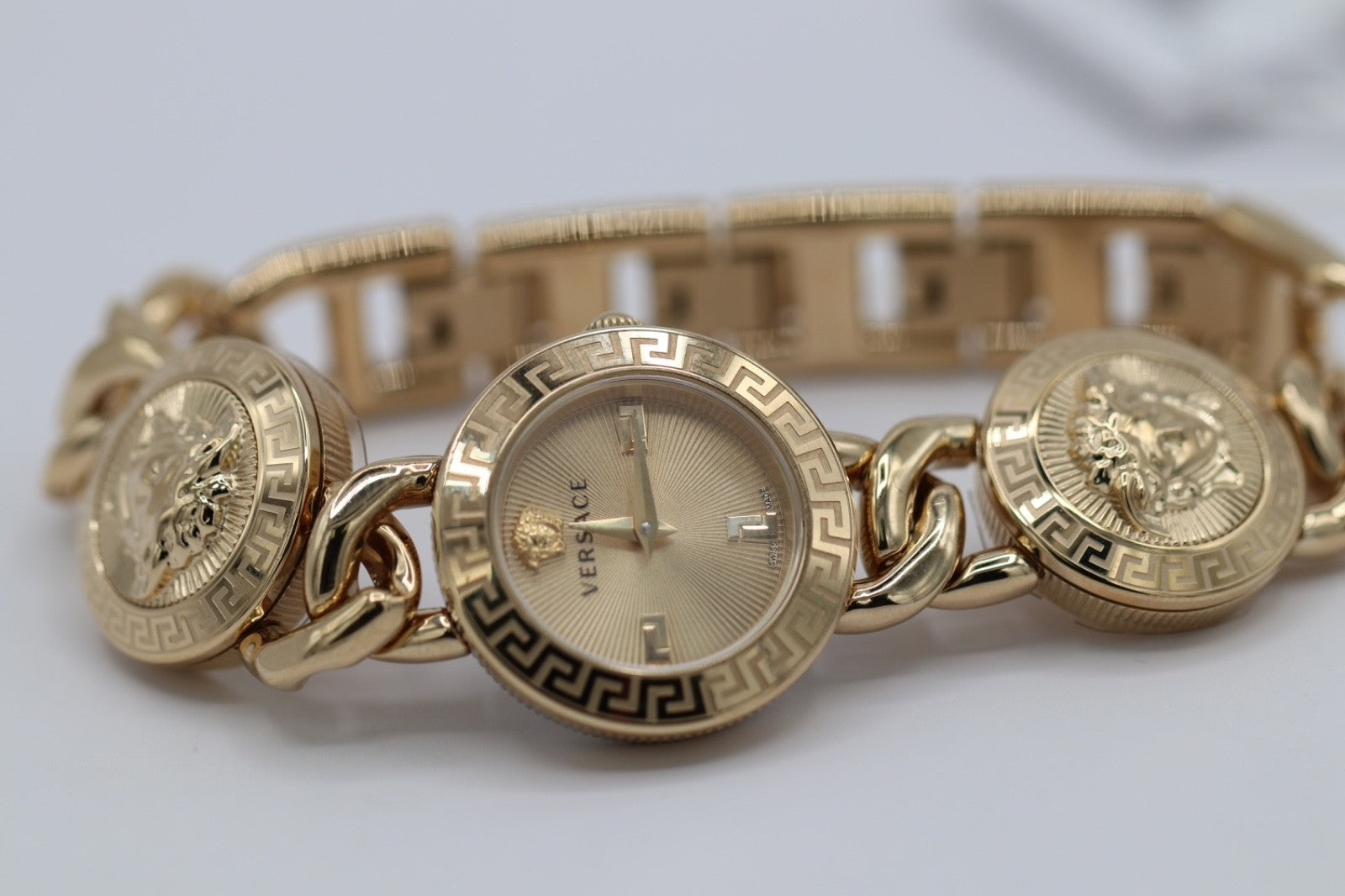 Versace Womens Stud Icon Gold 26mm Bracelet Fashion Watch