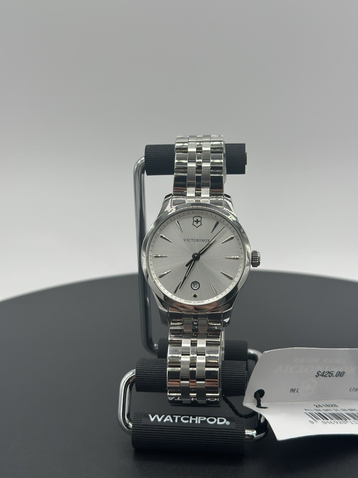 Victorinox Swiss Army Alliance Watch Women 35mm Silver Dial Steel Date Round